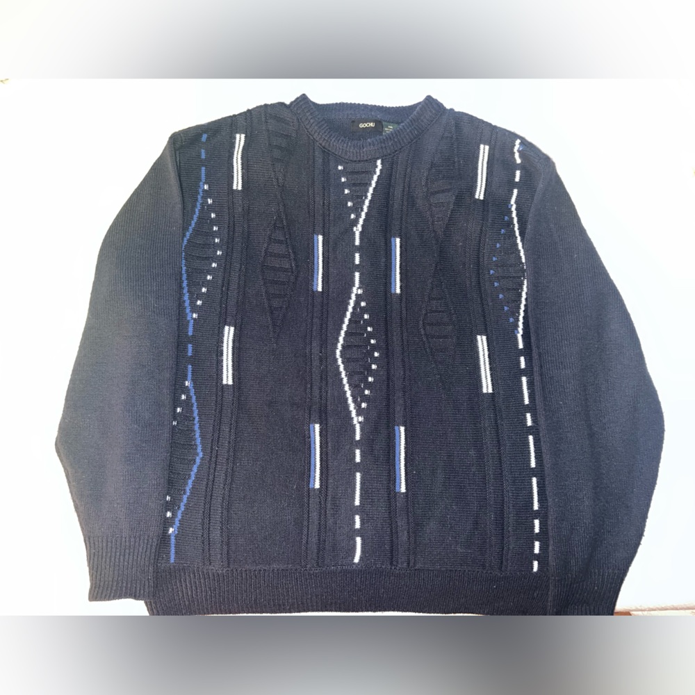 VINTAGE Men's Crewneck Sweater with Geometric Patterns